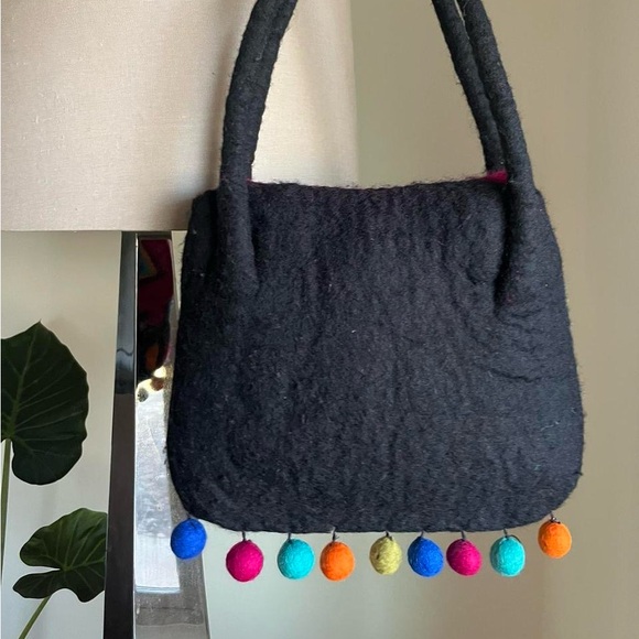 Vintage 90s funky rising tide 100% wool shoulder bag - Picture 4 of 6